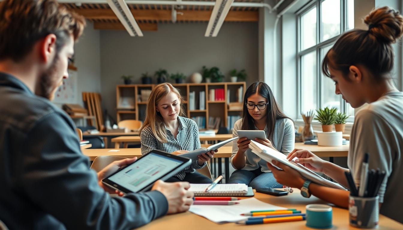 Student using learning strategies while studying